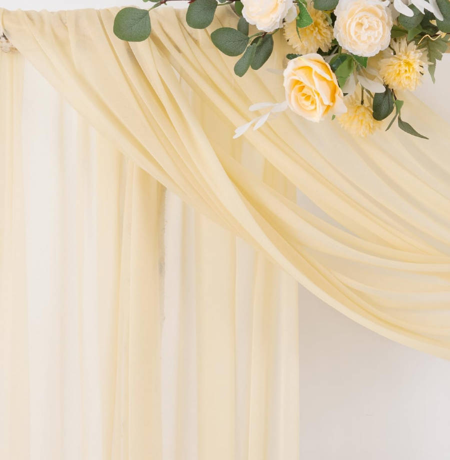 Wedding Arch Draping Fabric 29" x 20Ft 1 Panel Champagne Sheer Outdoor Curtain Drapes Extra Long for Wedding Ceremony Birthday Party Decoration