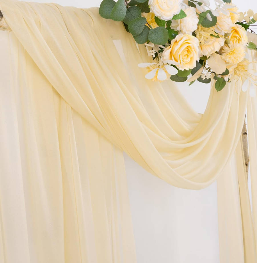 Wedding Arch Draping Fabric 29" x 20Ft 1 Panel Champagne Sheer Outdoor Curtain Drapes Extra Long for Wedding Ceremony Birthday Party Decoration