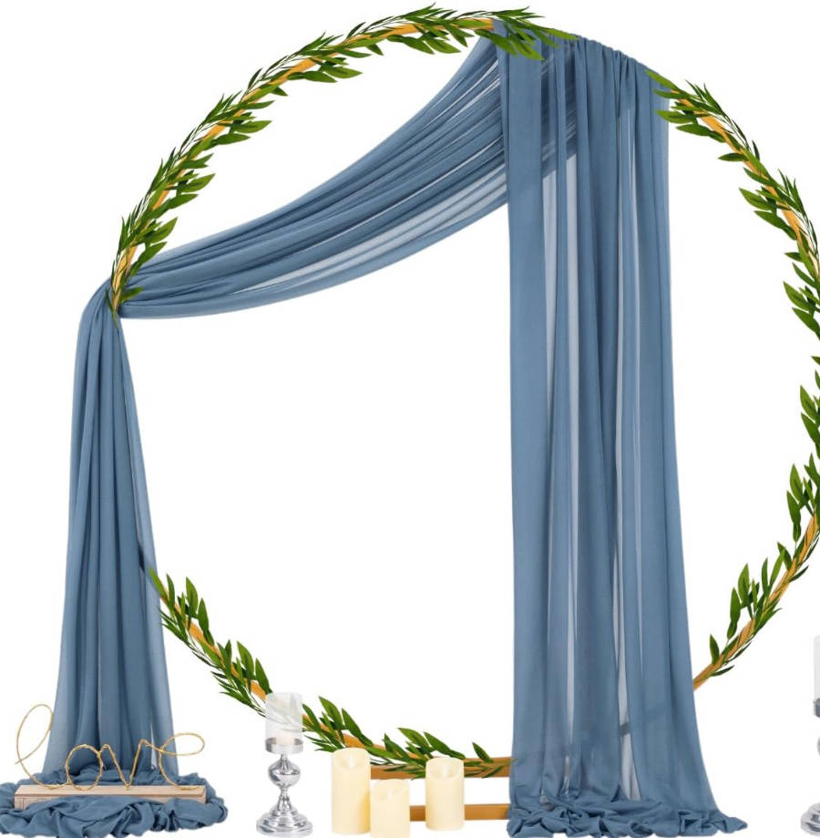 Wedding Arch Draping Fabric 29" x 20Ft 1 Panel Dusty Blue Sheer Outdoor Curtain Drapes Extra Long for Wedding Ceremony Birthday Party Decoration