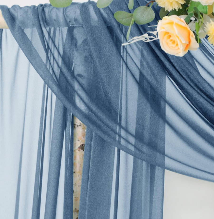 Wedding Arch Draping Fabric 29" x 20Ft 1 Panel Dusty Blue Sheer Outdoor Curtain Drapes Extra Long for Wedding Ceremony Birthday Party Decoration