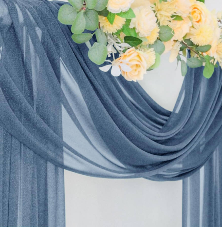 Wedding Arch Draping Fabric 29" x 20Ft 1 Panel Dusty Blue Sheer Outdoor Curtain Drapes Extra Long for Wedding Ceremony Birthday Party Decoration
