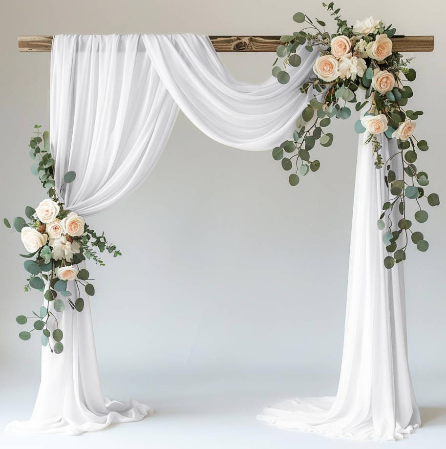 White Wedding Arch Draping Fabric Backdrop 28.7" X 20FT Sheer Drapes Fabric for Wedding Arbor Ceremony Birthday Party