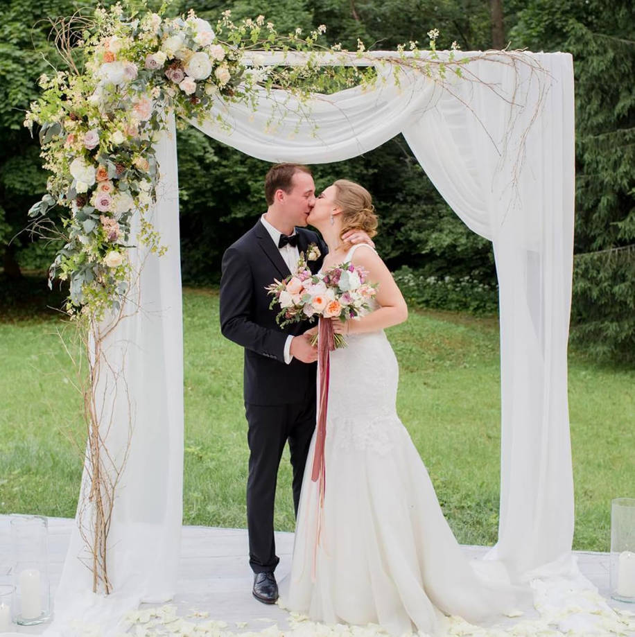 White Wedding Arch Draping Fabric Backdrop 28.7" X 20FT Sheer Drapes Fabric for Wedding Arbor Ceremony Birthday Party