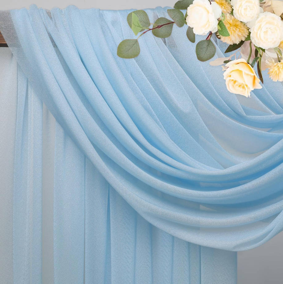Wedding Arch Draping Fabric 28.7" x 20FT Baby Blue Drapes Sheer Fabric Backdrop Arch Draping Fabric for Wedding Ceremony Birthday Party Bridal Shower Decoration
