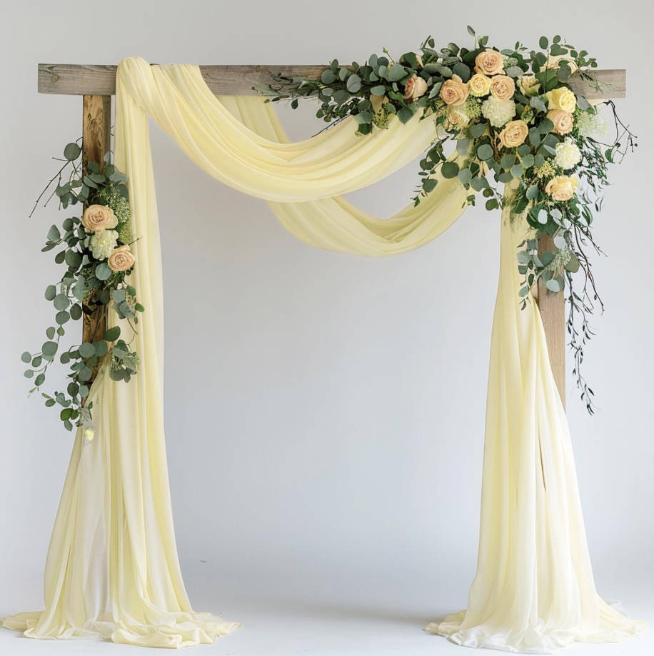 Wedding Arch Draping Fabric 28.7" x 20FT Beige Sheer Drapes Backdrop for Wedding Ceremony, Birthday Party, Bridal Shower Decoration