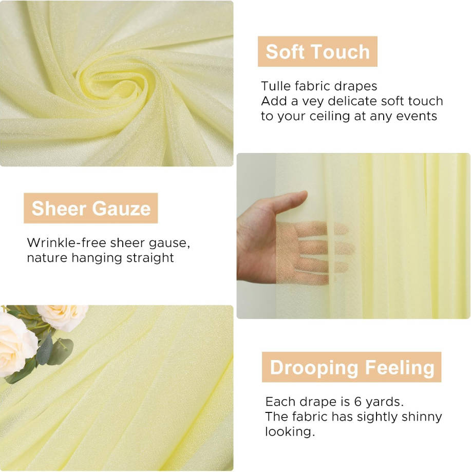 Wedding Arch Draping Fabric 28.7" x 20FT Beige Sheer Drapes Backdrop for Wedding Ceremony, Birthday Party, Bridal Shower Decoration