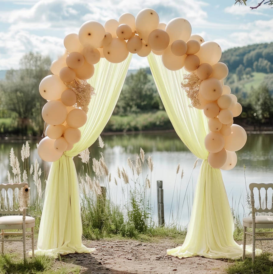 Wedding Arch Draping Fabric 28.7" x 20FT Beige Sheer Drapes Backdrop for Wedding Ceremony, Birthday Party, Bridal Shower Decoration