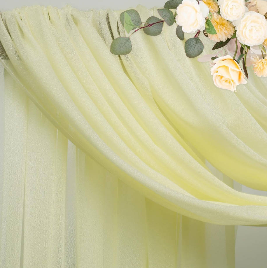 Wedding Arch Draping Fabric 28.7" x 20FT Beige Sheer Drapes Backdrop for Wedding Ceremony, Birthday Party, Bridal Shower Decoration