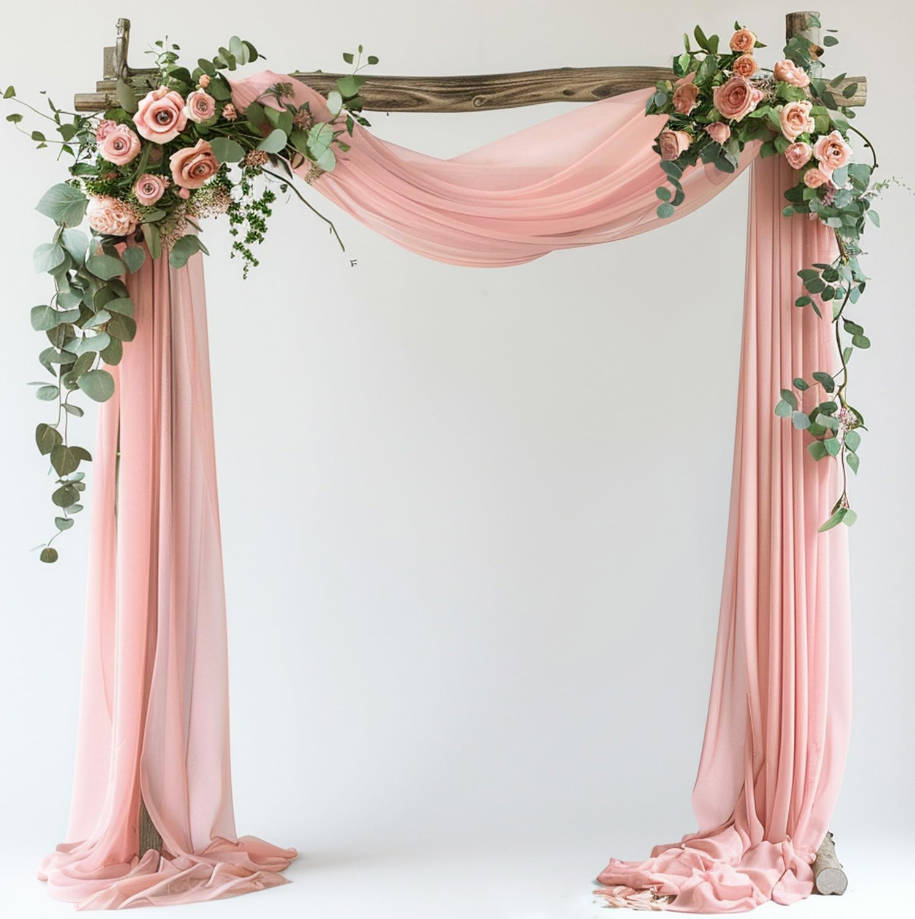 Wedding Arch Draping Fabric 28.7" x 20FT - Blush Sheer Backdrop for Wedding Ceremony, Birthday Party, Bridal Shower Decoration