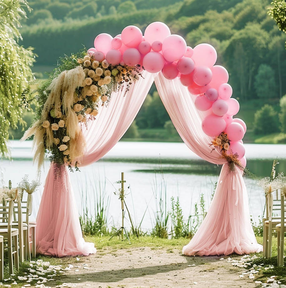 Wedding Arch Draping Fabric 28.7" x 20FT - Blush Sheer Backdrop for Wedding Ceremony, Birthday Party, Bridal Shower Decoration