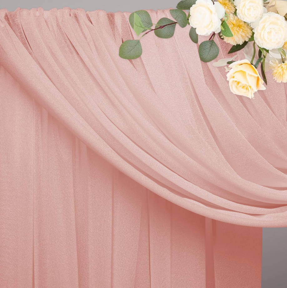 Wedding Arch Draping Fabric 28.7" x 20FT - Blush Sheer Backdrop for Wedding Ceremony, Birthday Party, Bridal Shower Decoration