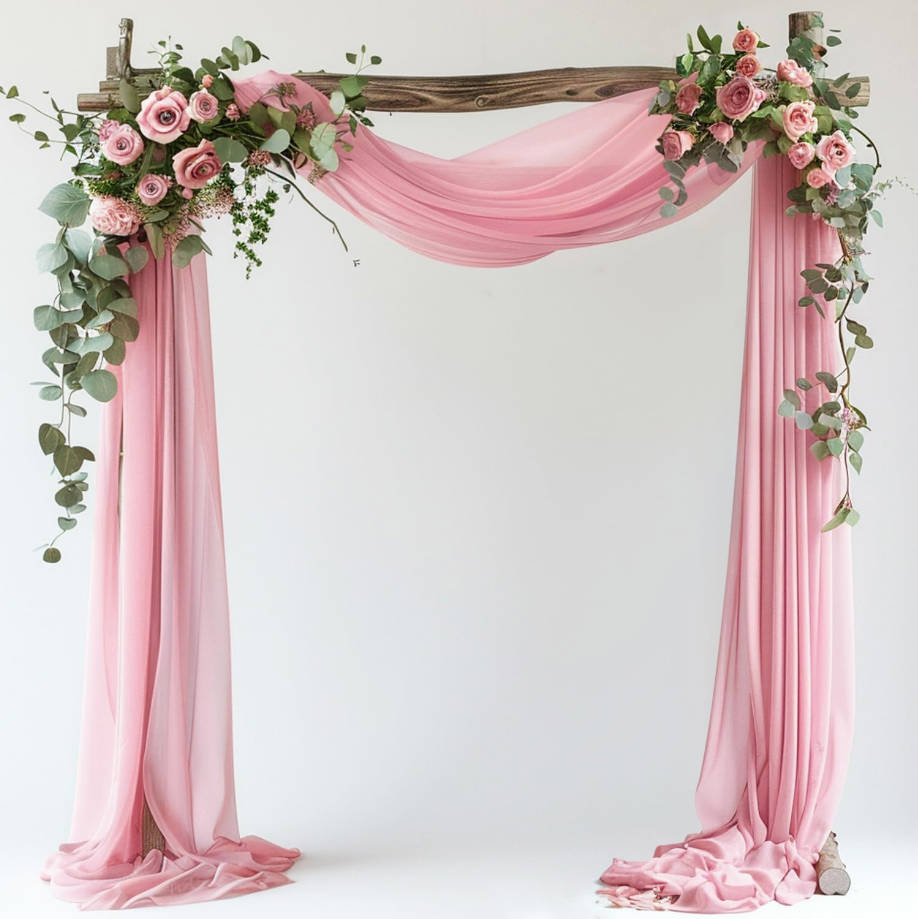 Wedding Arch Draping Fabric 28.7" x 20FT Blush Pink Sheer Fabric Backdrop Arch Draping for Wedding Ceremony Birthday Party Bridal Shower Decoration