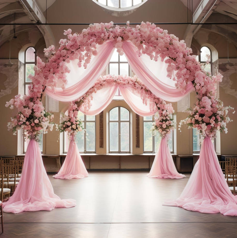 Wedding Arch Draping Fabric 28.7" x 20FT Blush Pink Sheer Fabric Backdrop Arch Draping for Wedding Ceremony Birthday Party Bridal Shower Decoration