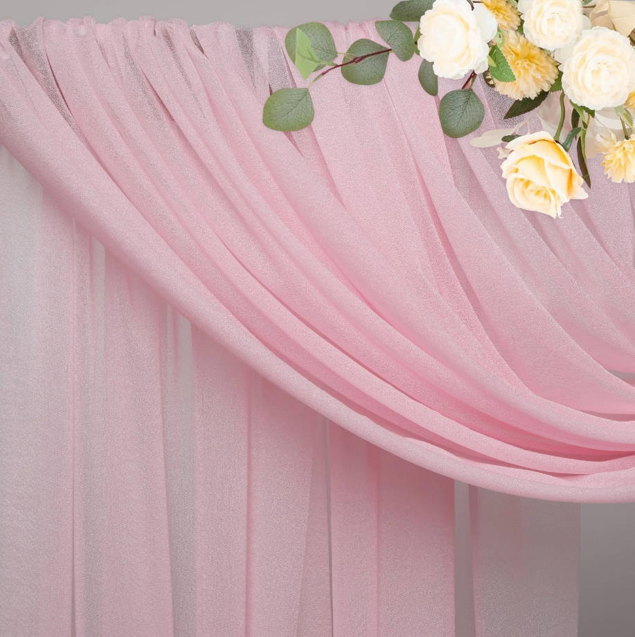 Wedding Arch Draping Fabric 28.7" x 20FT Blush Pink Sheer Fabric Backdrop Arch Draping for Wedding Ceremony Birthday Party Bridal Shower Decoration