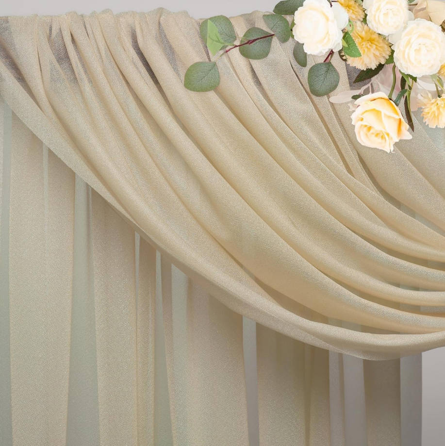 Wedding Arch Draping Fabric 28.7" x 20FT Champagne Drapes Sheer Fabric Backdrop Arch Draping Fabrics for Wedding Ceremony Birthday Party Bridal Shower Decoration