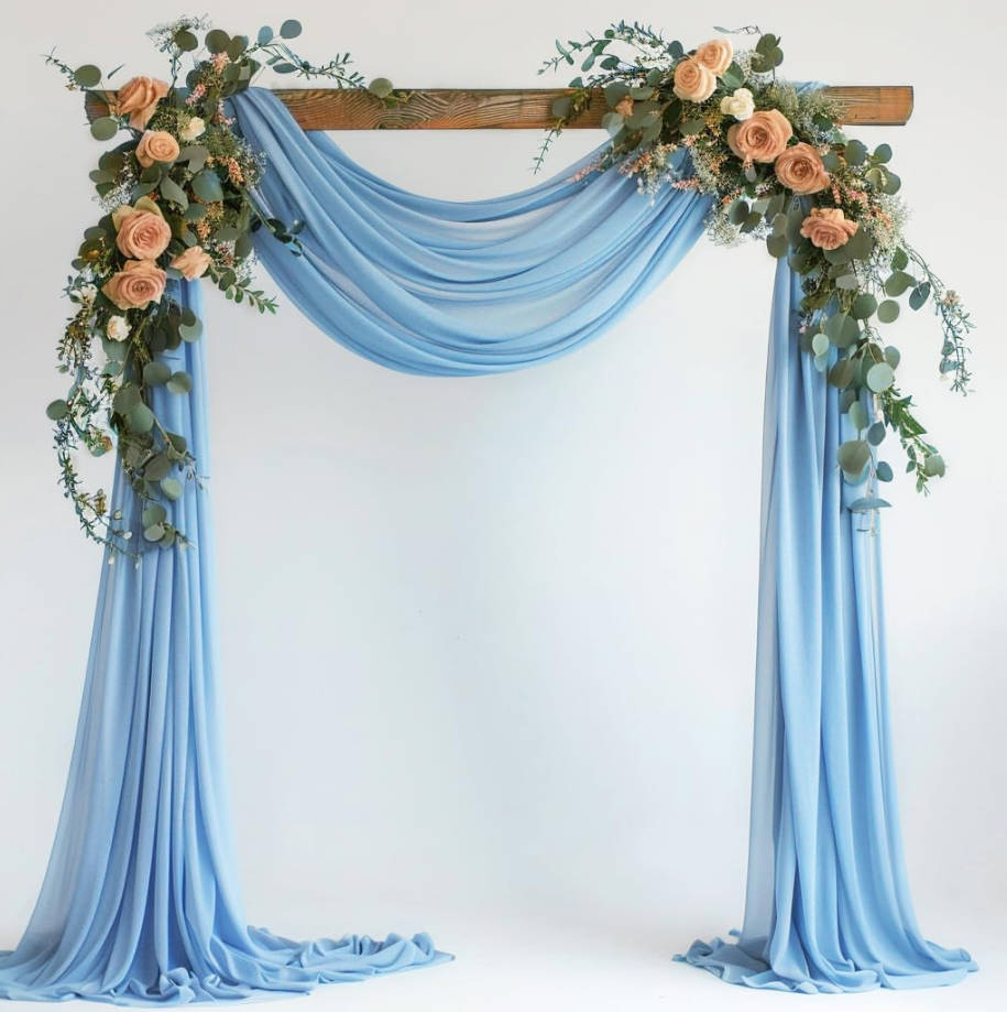 Wedding Arch Draping Fabric 28.7" x 20FT Dusty Blue Drapes Sheer Fabric Backdrop Arch Draping Fabric for Wedding Ceremony Birthday Party Bridal Shower Decoration