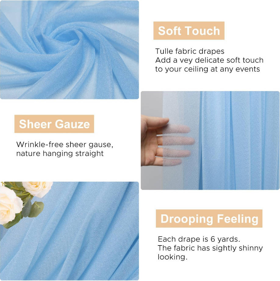 Wedding Arch Draping Fabric 28.7" x 20FT Dusty Blue Drapes Sheer Fabric Backdrop Arch Draping Fabric for Wedding Ceremony Birthday Party Bridal Shower Decoration