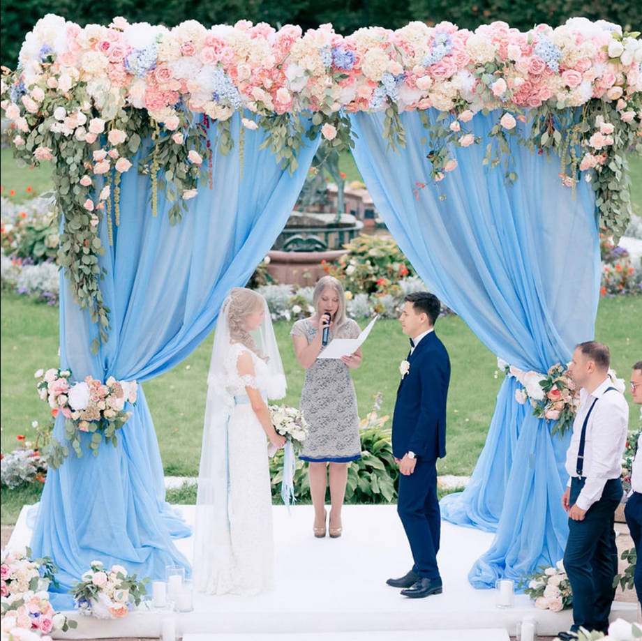 Wedding Arch Draping Fabric 28.7" x 20FT Dusty Blue Drapes Sheer Fabric Backdrop Arch Draping Fabric for Wedding Ceremony Birthday Party Bridal Shower Decoration