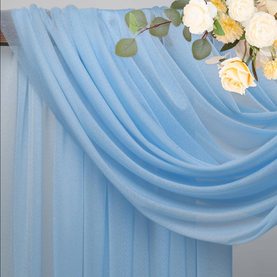 Wedding Arch Draping Fabric 28.7" x 20FT Dusty Blue Drapes Sheer Fabric Backdrop Arch Draping Fabric for Wedding Ceremony Birthday Party Bridal Shower Decoration