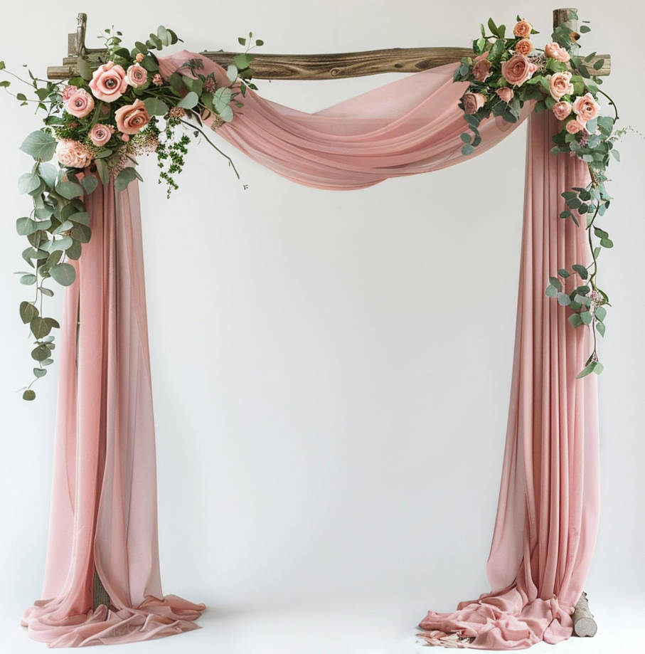 Wedding Arch Draping Fabric 28.7"" x 20FT Dusty Rose Drapes Sheer Fabric Backdrop Arch Draping Fabric for Wedding Ceremony Birthday Party Bridal Shower Decoration, 1 Panel