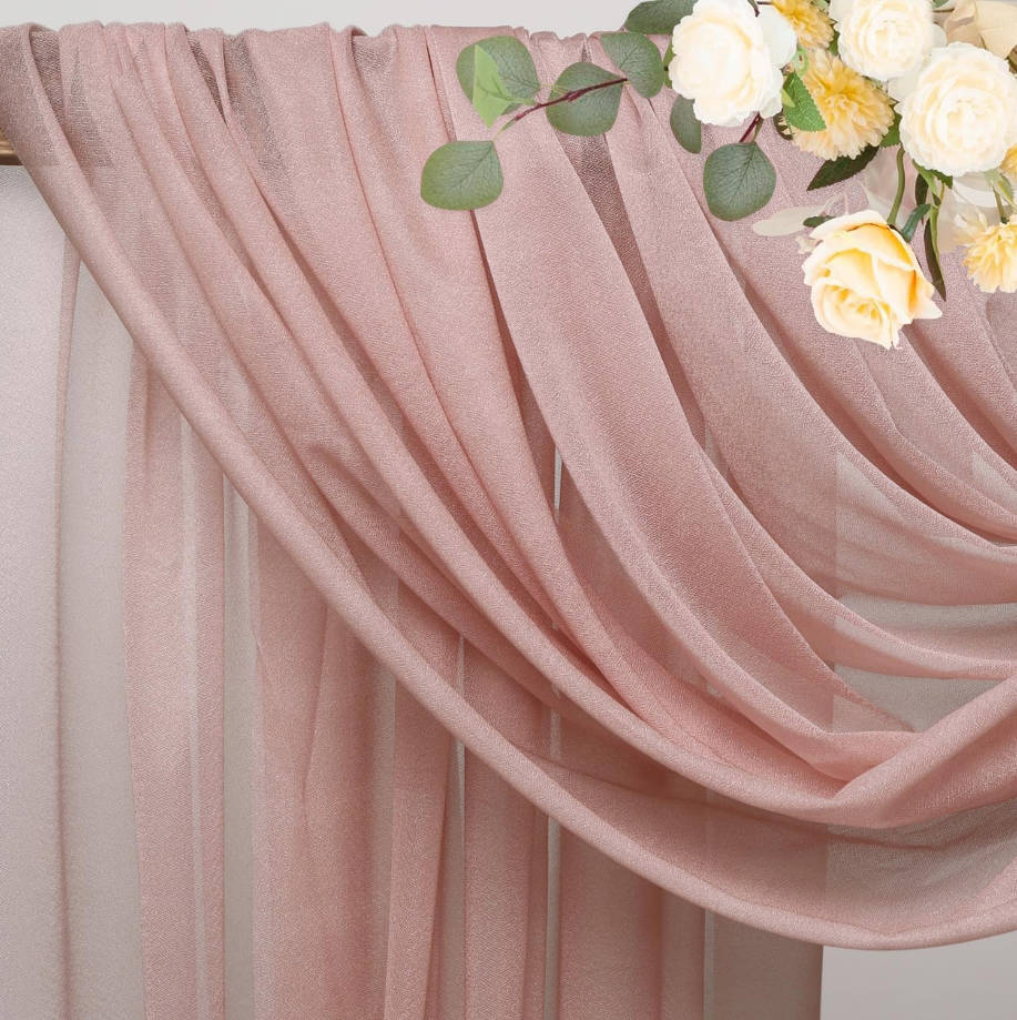 Wedding Arch Draping Fabric 28.7"" x 20FT Dusty Rose Drapes Sheer Fabric Backdrop Arch Draping Fabric for Wedding Ceremony Birthday Party Bridal Shower Decoration, 1 Panel