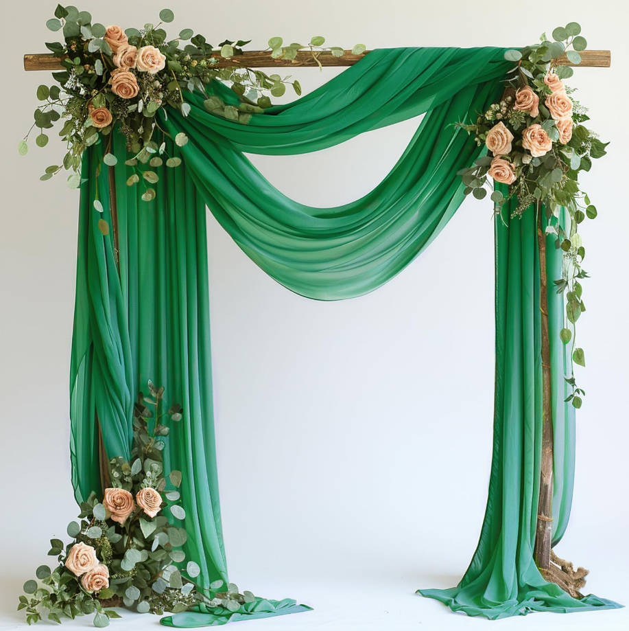 Wedding Arch Draping Fabric 28.7" x 20FT Emerald Green Drapes Sheer Backdrop Arch Draping Fabric for Wedding Ceremony Birthday Party Bridal Shower Decoration