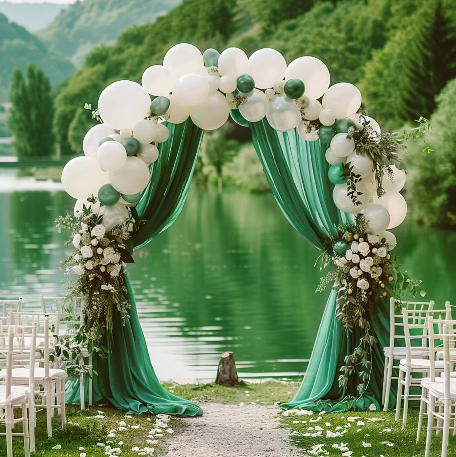 Wedding Arch Draping Fabric 28.7" x 20FT Emerald Green Drapes Sheer Backdrop Arch Draping Fabric for Wedding Ceremony Birthday Party Bridal Shower Decoration