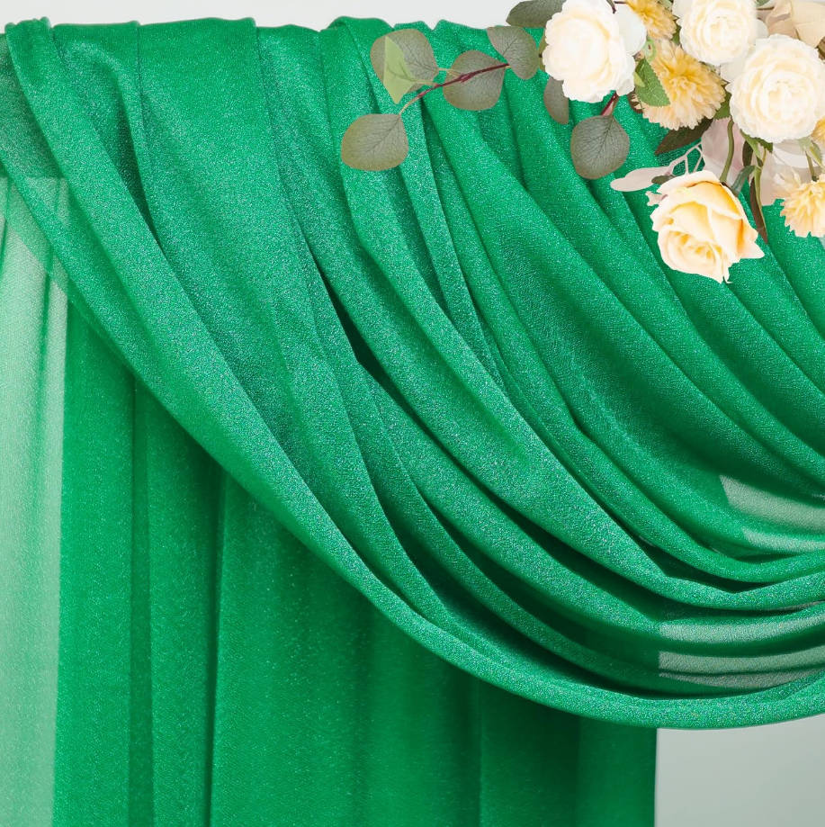 Wedding Arch Draping Fabric 28.7" x 20FT Emerald Green Drapes Sheer Backdrop Arch Draping Fabric for Wedding Ceremony Birthday Party Bridal Shower Decoration