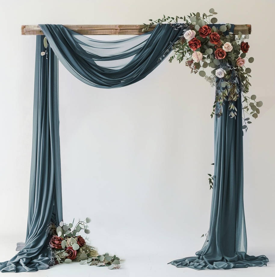 Wedding Arch Draping Fabric Grey Blue 28.7" x 20FT Sheer Drapes Backdrop for Ceremony, Birthday Party, Bridal Shower Decoration