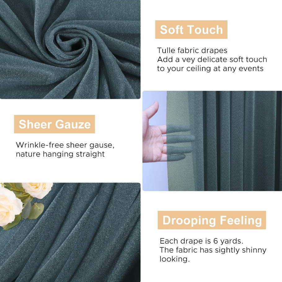 Wedding Arch Draping Fabric Grey Blue 28.7" x 20FT Sheer Drapes Backdrop for Ceremony, Birthday Party, Bridal Shower Decoration
