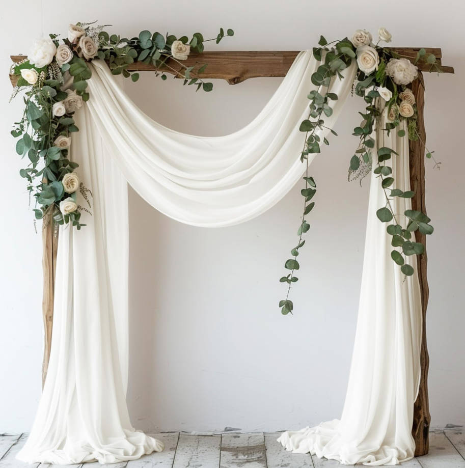 Wedding Arch Draping Fabric 28.7" x 20FT Ivory Drapes Sheer Fabric Backdrop Arch Draping Fabrics for Wedding Ceremony Birthday Party Bridal Shower Decoration