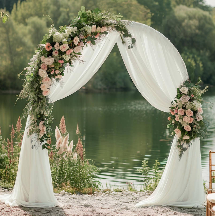 Wedding Arch Draping Fabric 28.7" x 20FT Ivory Drapes Sheer Fabric Backdrop Arch Draping Fabrics for Wedding Ceremony Birthday Party Bridal Shower Decoration