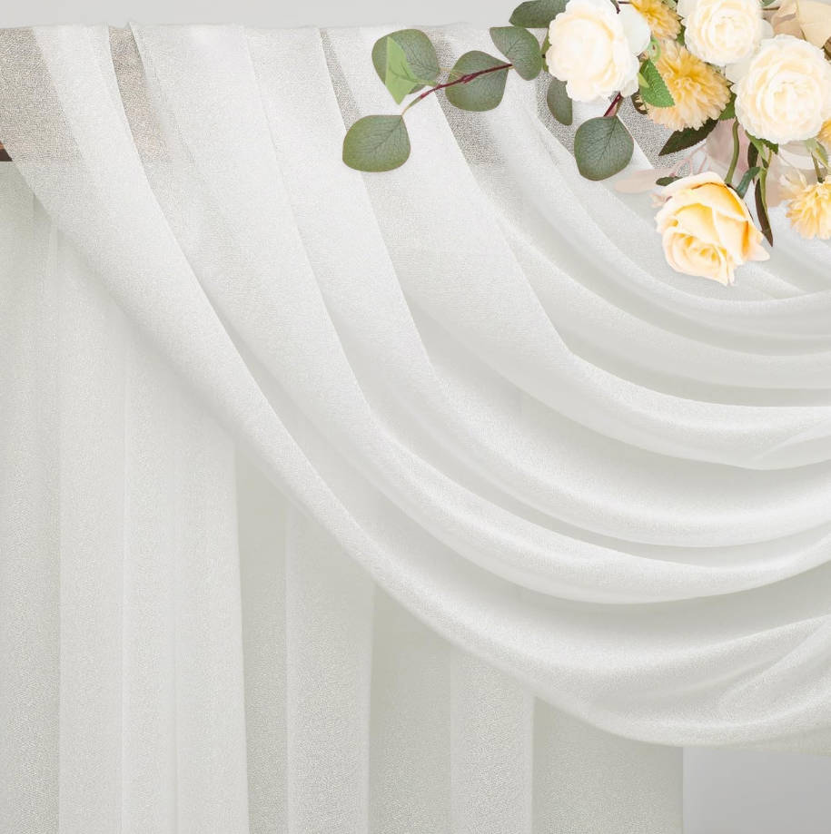 Wedding Arch Draping Fabric 28.7" x 20FT Ivory Drapes Sheer Fabric Backdrop Arch Draping Fabrics for Wedding Ceremony Birthday Party Bridal Shower Decoration