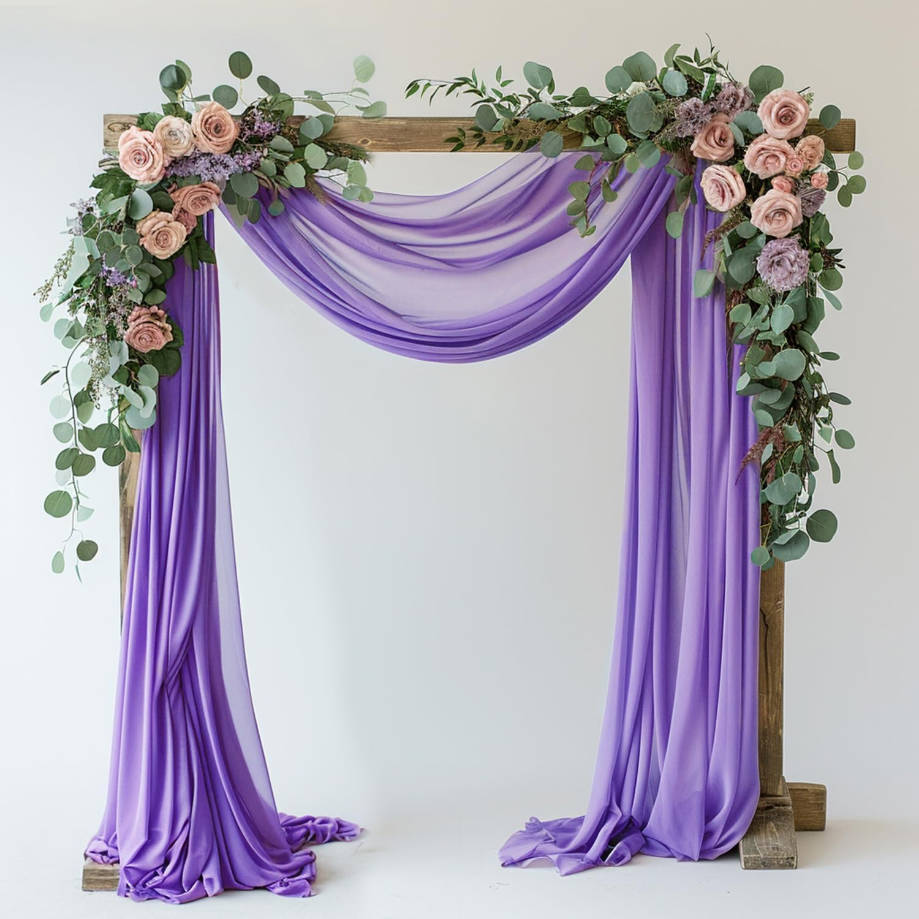Wedding Arch Draping Fabric - 28.7" x 20FT Lavender Purple Sheer Drapes for Wedding Ceremony, Birthday Party, Bridal Shower Decoration