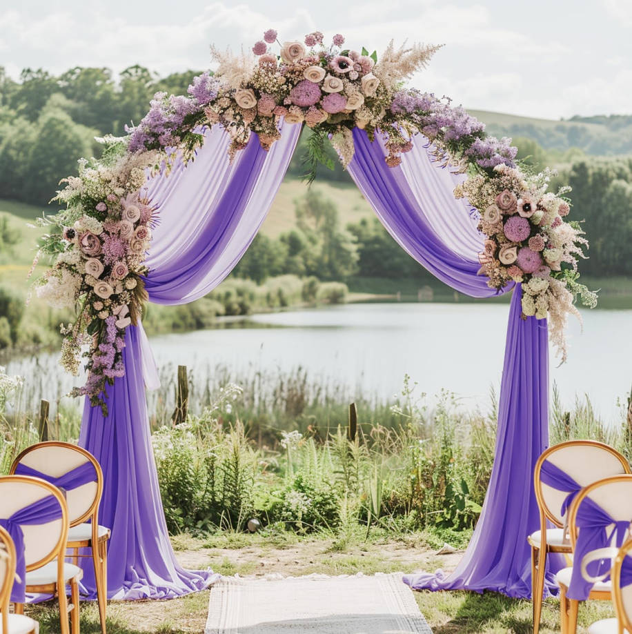 Wedding Arch Draping Fabric - 28.7" x 20FT Lavender Purple Sheer Drapes for Wedding Ceremony, Birthday Party, Bridal Shower Decoration
