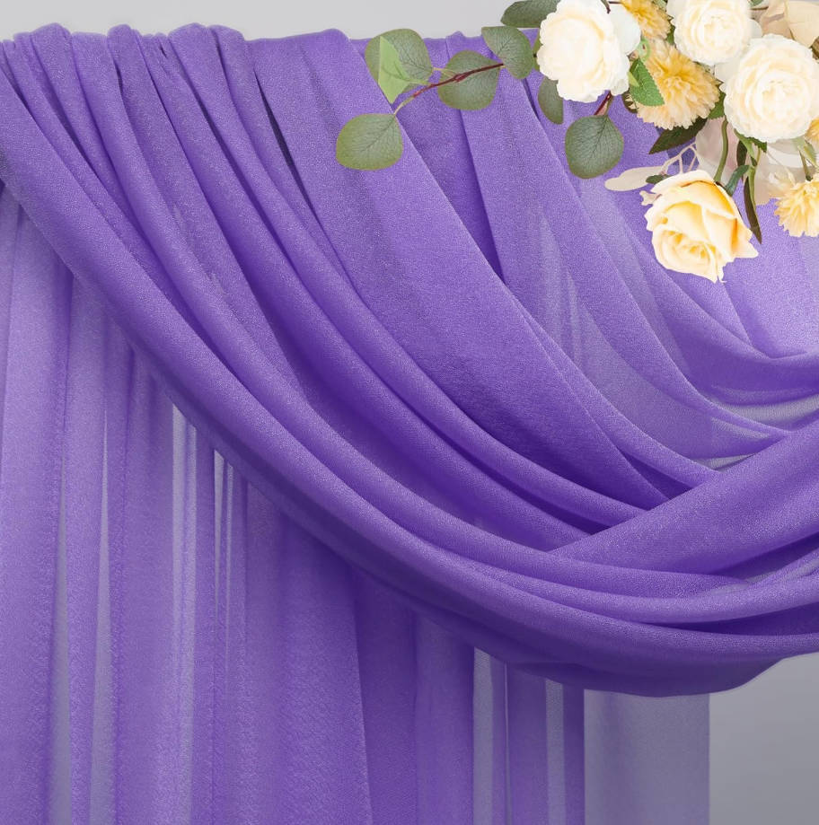 Wedding Arch Draping Fabric - 28.7" x 20FT Lavender Purple Sheer Drapes for Wedding Ceremony, Birthday Party, Bridal Shower Decoration