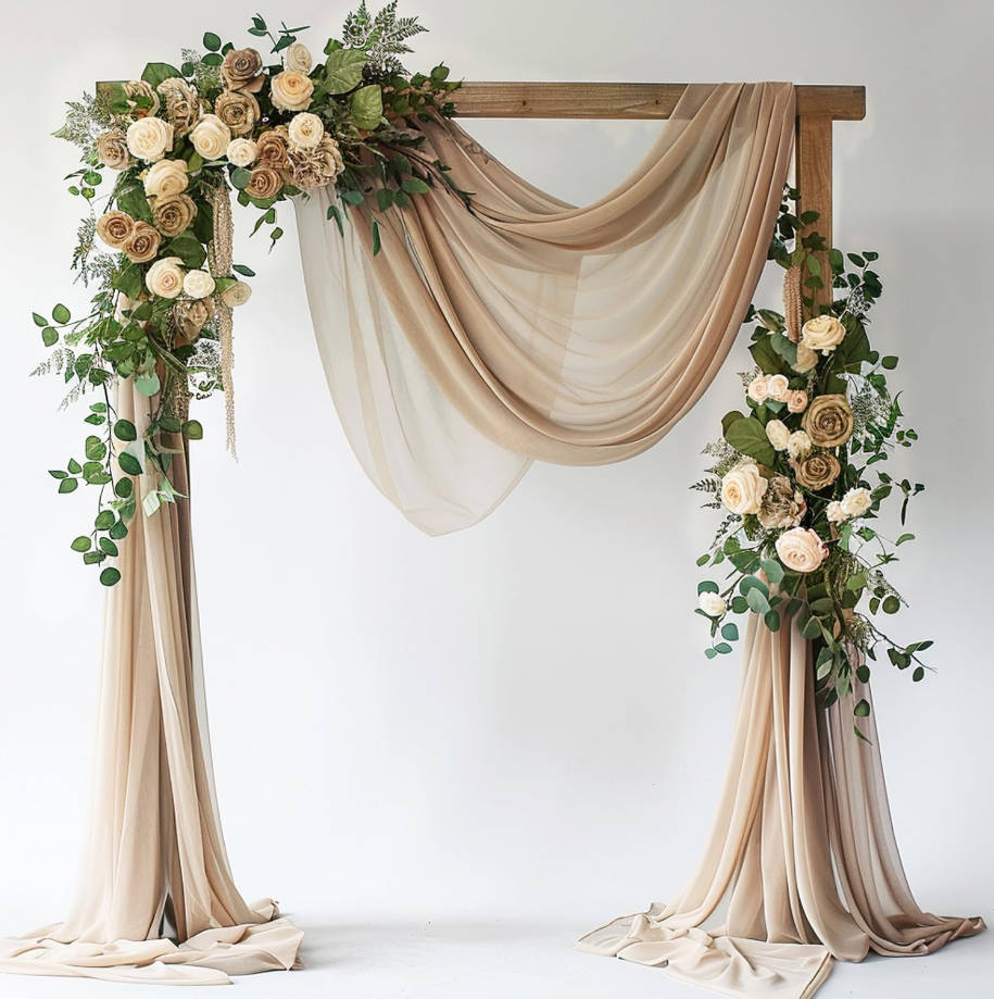 Wedding Arch Draping Fabric Nude 28.7" x 20FT Sheer Drapes Backdrop for Ceremony, Birthday Party, Bridal Shower Decoration