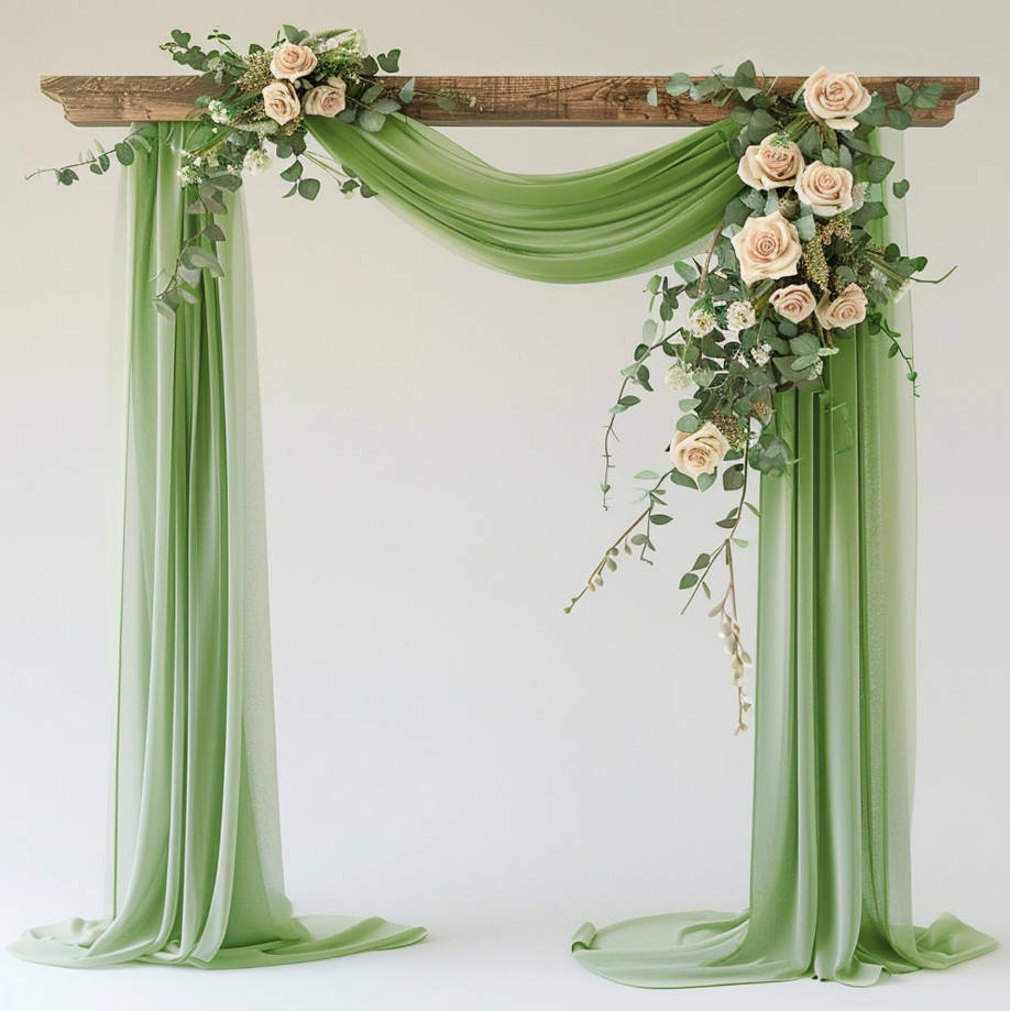 Wedding Arch Draping 28.7" x 20FT Sage Green Sheer Fabric Backdrop for Ceremony, Birthday Party, Bridal Shower Decoration