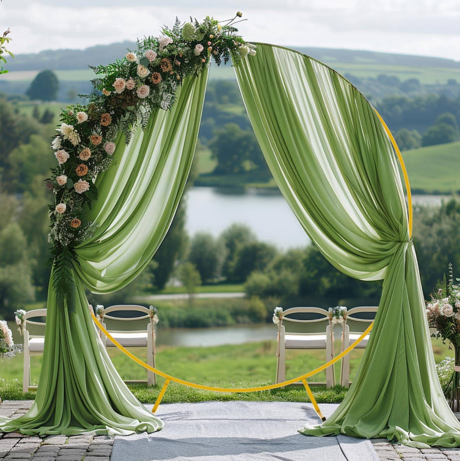 Wedding Arch Draping 28.7" x 20FT Sage Green Sheer Fabric Backdrop for Ceremony, Birthday Party, Bridal Shower Decoration
