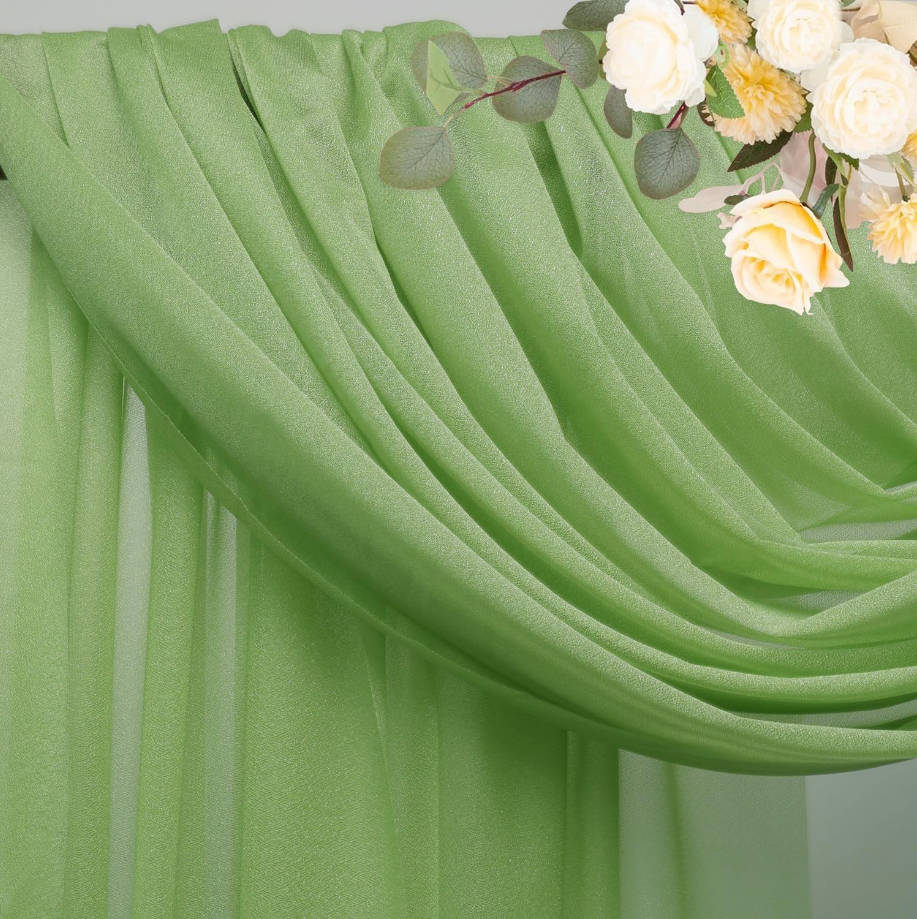 Wedding Arch Draping 28.7" x 20FT Sage Green Sheer Fabric Backdrop for Ceremony, Birthday Party, Bridal Shower Decoration