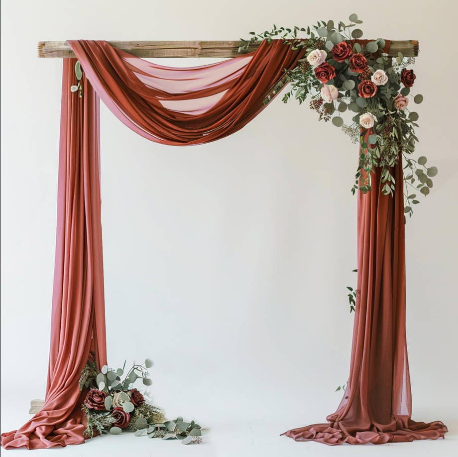 Wedding Arch Draping Fabric Terracotta 28.7" x 20FT Sheer Drapes Backdrop for Ceremony, Birthday Party, Bridal Shower Decoration