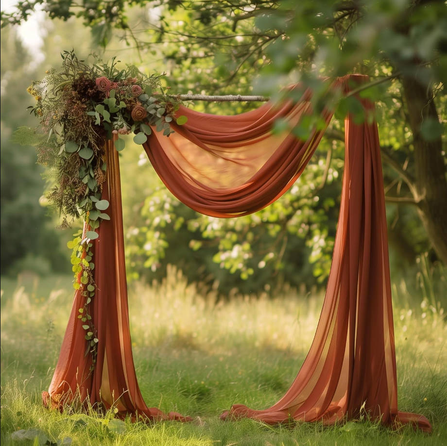 Wedding Arch Draping Fabric Terracotta 28.7" x 20FT Sheer Drapes Backdrop for Ceremony, Birthday Party, Bridal Shower Decoration