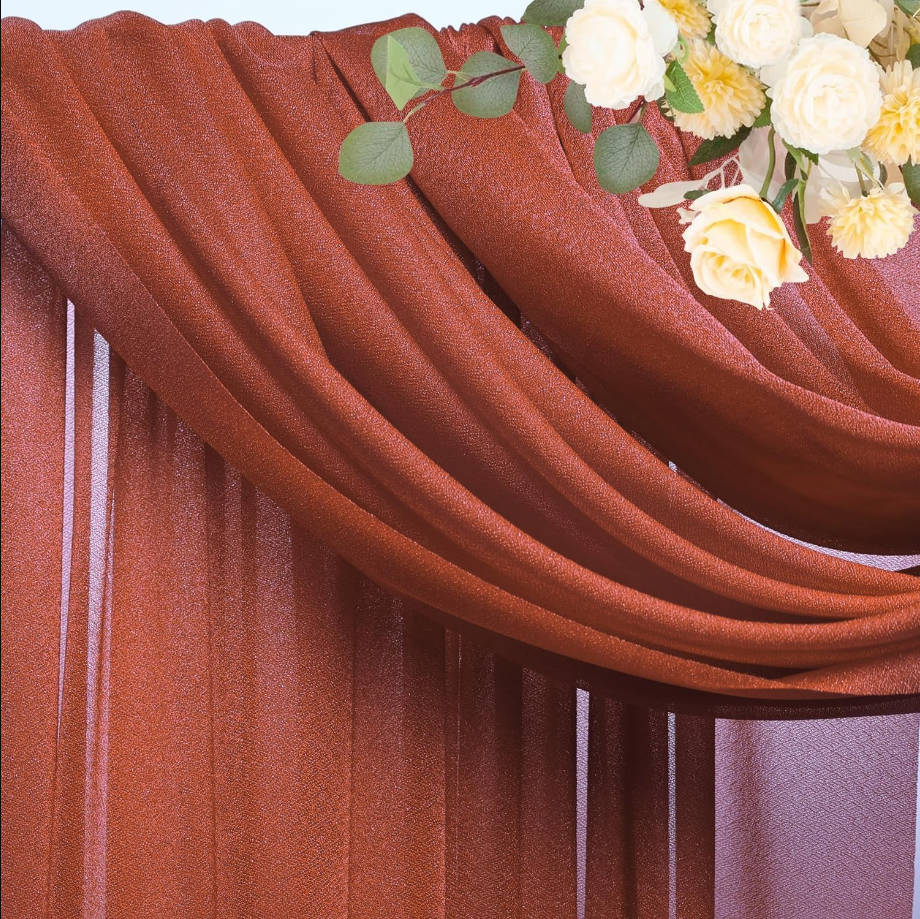 Wedding Arch Draping Fabric Terracotta 28.7" x 20FT Sheer Drapes Backdrop for Ceremony, Birthday Party, Bridal Shower Decoration
