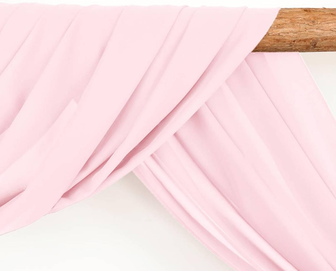 Arch Draping Fabric 2 Panels 30'' x 18FT Blushing Pink Sheer Chiffon Arch Drapery for Bridal Shower Backdrop Outdoor Party Arches Church Ceremony Decoration