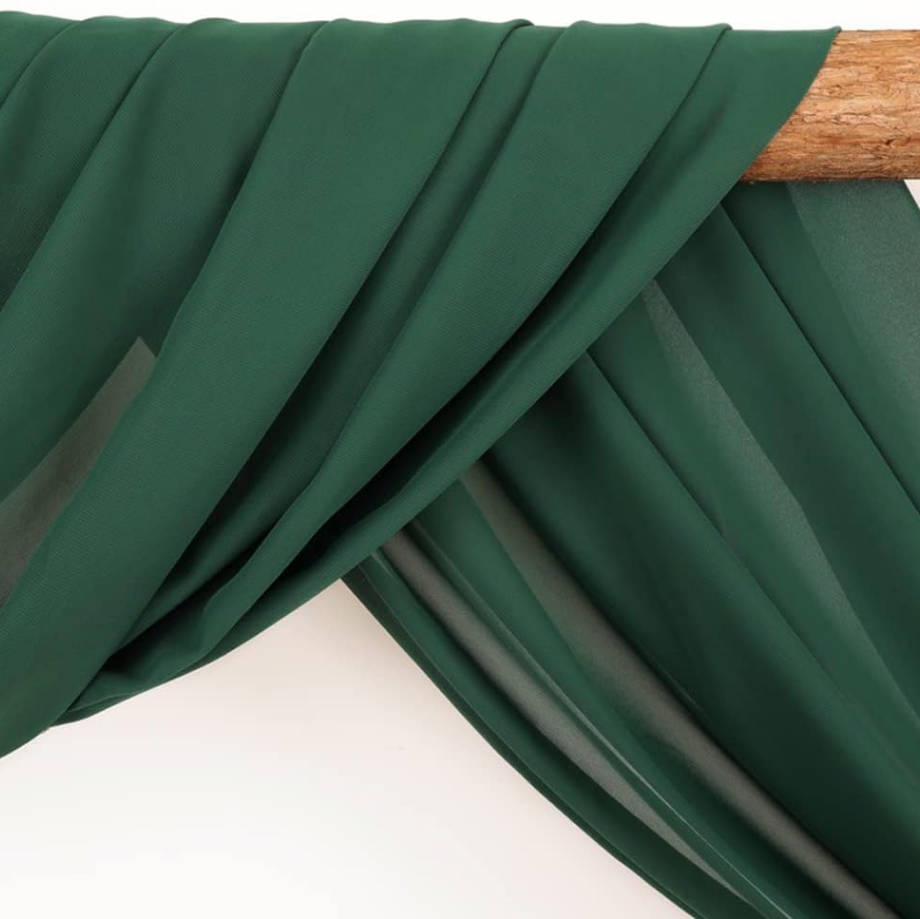 Arch Draping Fabric 2 Panels 30'' x 18FT Emerald Green Sheer Chiffon Arch Drapery for Bridal Shower Backdrop Outdoor Party Church Ceremony