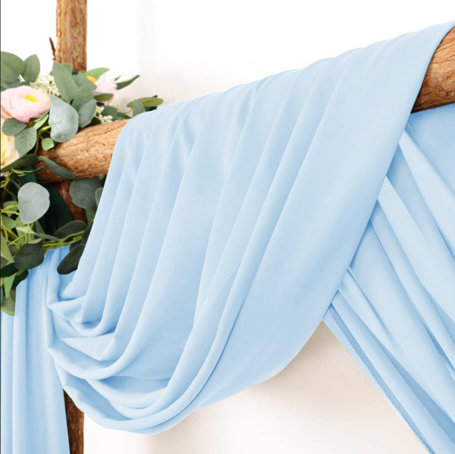 Arch Draping Fabric 2 Panels 30'' x 18FT Baby Blue Sheer Chiffon Arch Drapery for Bridal Shower Backdrop Outdoor Party Arches Church Ceremony Decoration