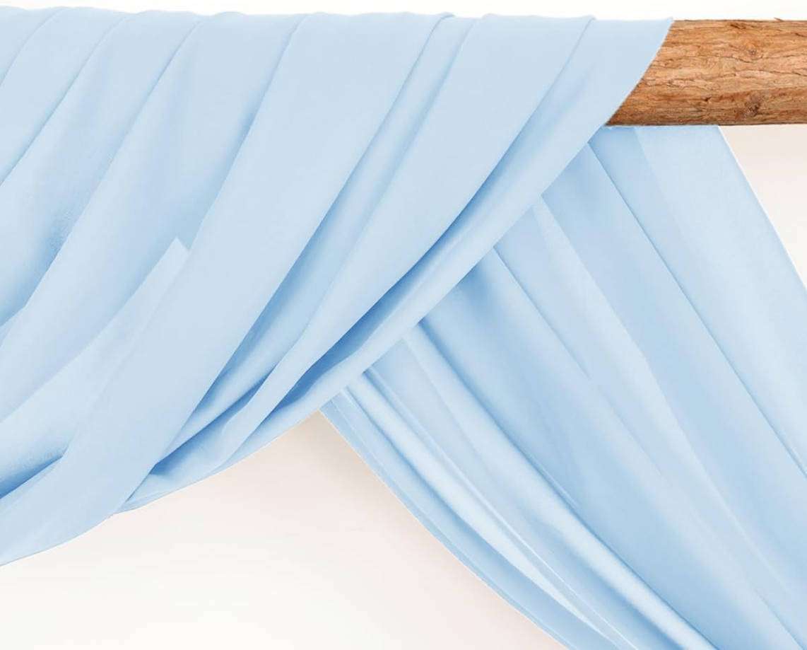 Arch Draping Fabric 2 Panels 30'' x 18FT Baby Blue Sheer Chiffon Arch Drapery for Bridal Shower Backdrop Outdoor Party Arches Church Ceremony Decoration