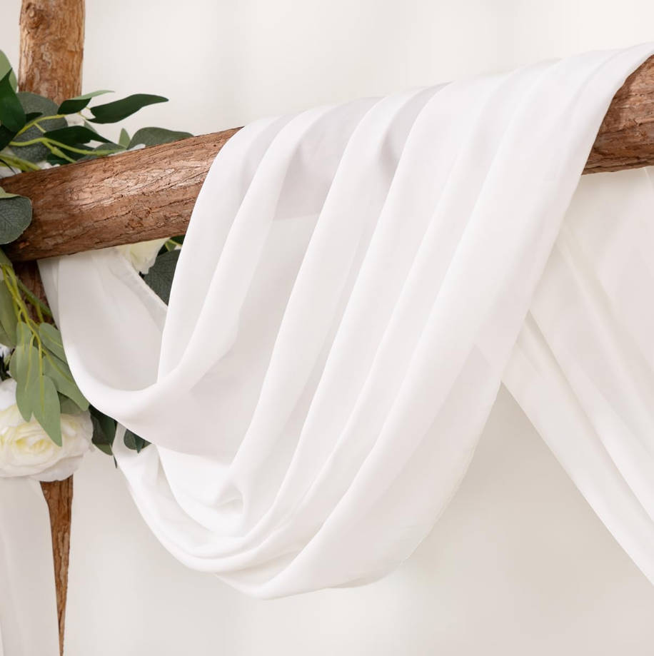 Wedding Arch Draping Fabric 2 Panels 30'' x 18FT Sheer Chiffon Arch Drapery for Bridal Shower Backdrop Outdoor Party Arches Church Ceremony Decoration