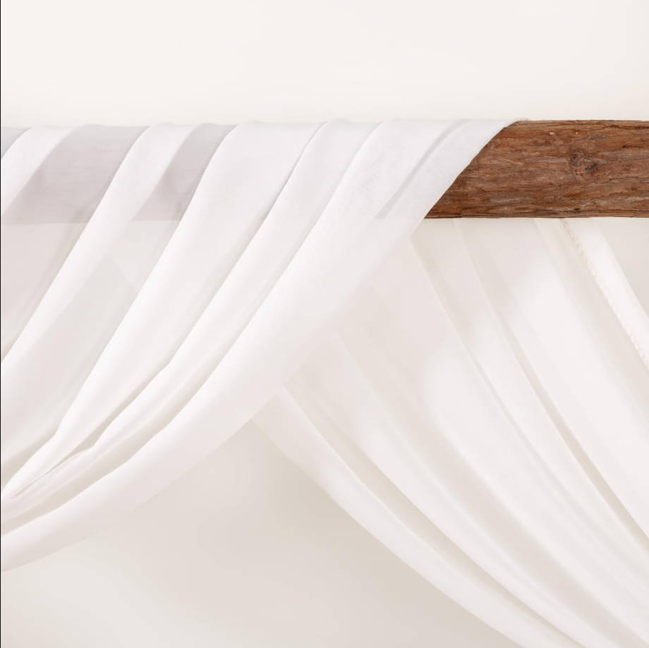 Wedding Arch Draping Fabric 2 Panels 30'' x 18FT Sheer Chiffon Arch Drapery for Bridal Shower Backdrop Outdoor Party Arches Church Ceremony Decoration