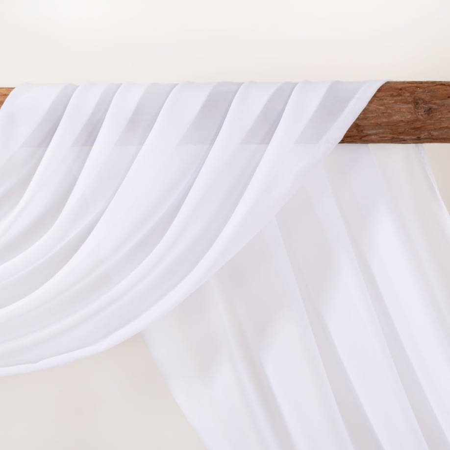 Wedding Arch Draping Fabric 2 Panels 30'' x 18FT Sheer Chiffon Arch Drapery for Easter Bridal Shower Backdrop Outdoor Party Arches Church Ceremony Decoration